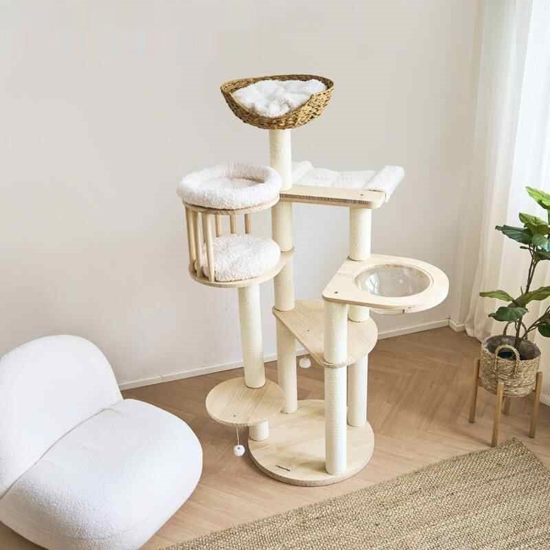 Bois massif Chat Cadre d'escalade Cat Tree Cat Lit Jouets Cat