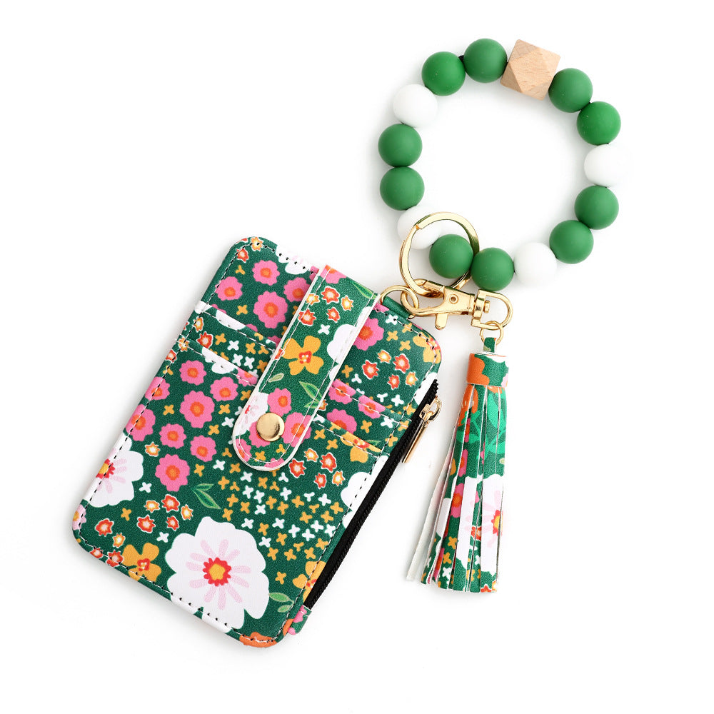 Sac de cartes en cuir imprimé floral pour femmes