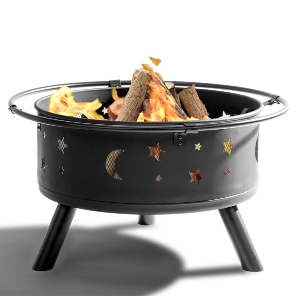 30IN Plaque de feu en métal noir