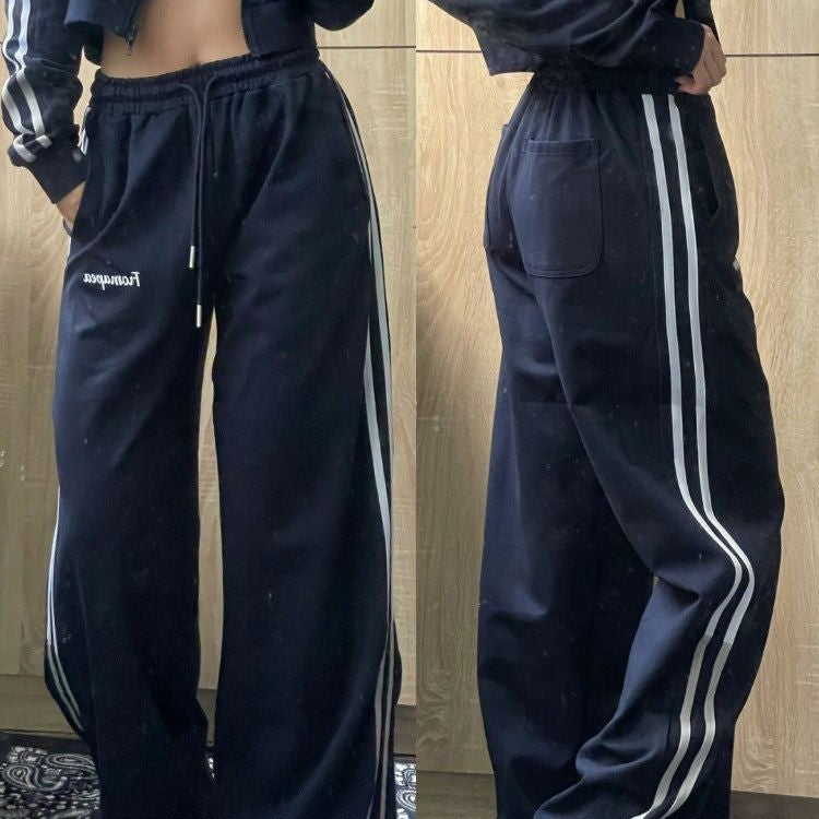 Pantalon vintage rayé Hip-hop occasionnel