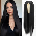 Mid-long Long Cheveux Noir Long Droit Style de perruque quotidienne pleine tête
