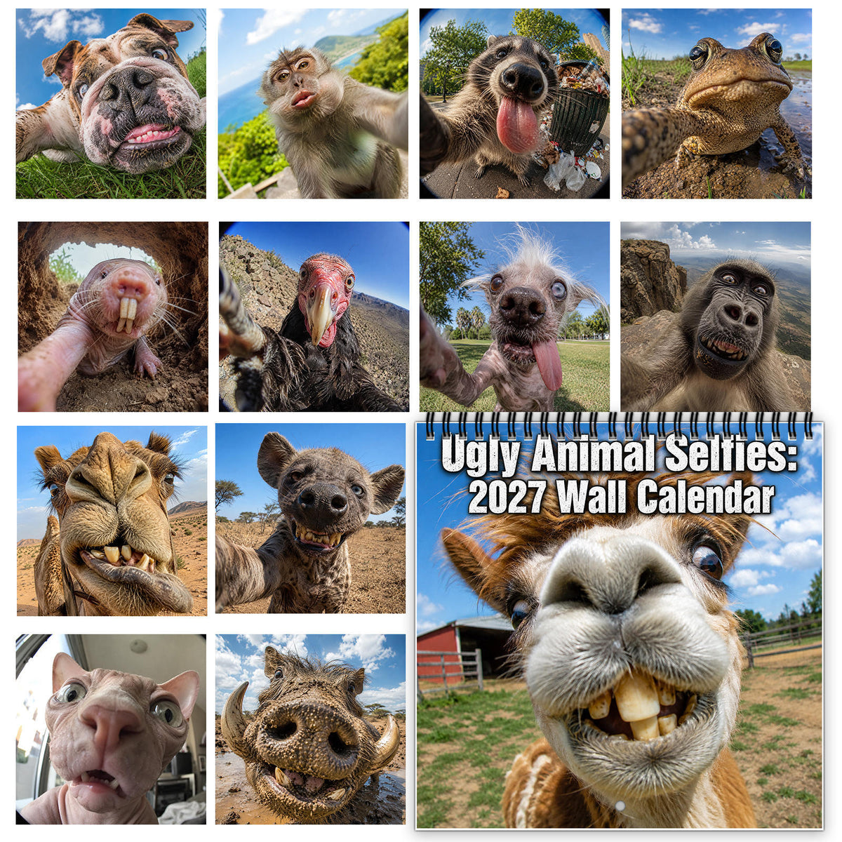 Calendrier mural de Selfie d'animaux mignon et bizarre