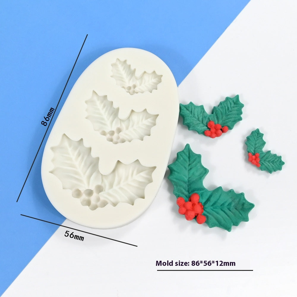 Jingling Bell Leaf de chinois Ilex Silicone Mold Fondant Cake Decoration Mold