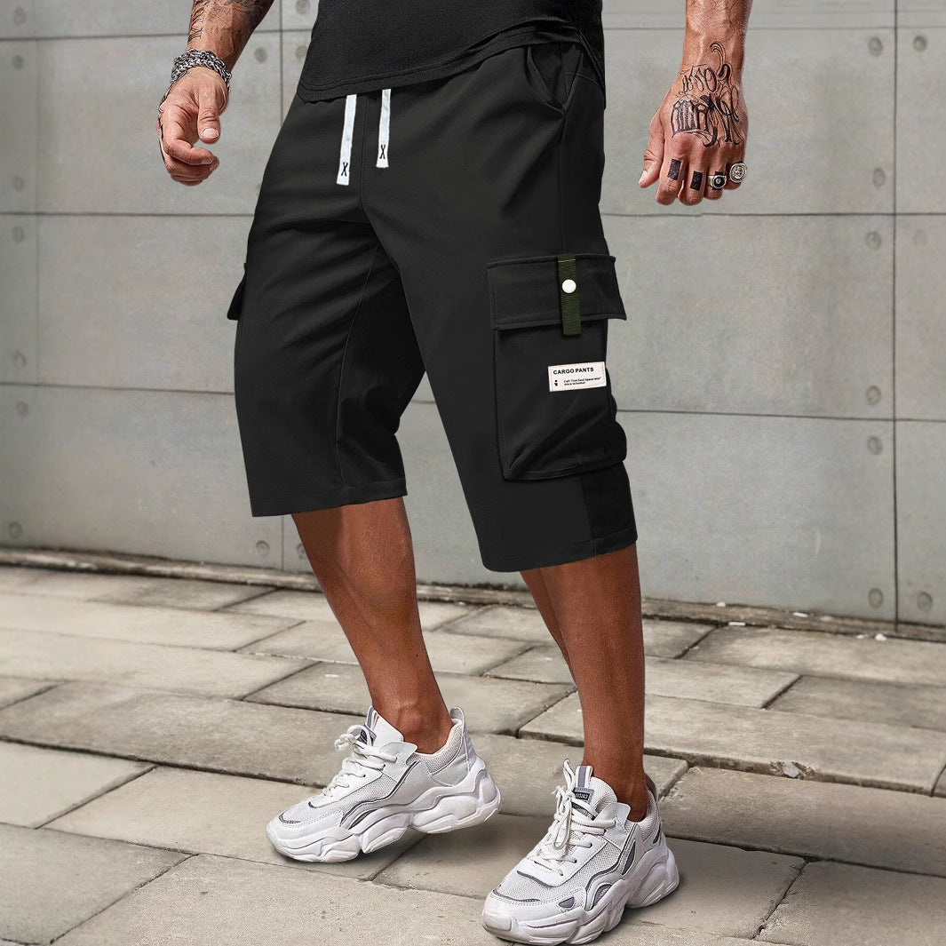 Taille de l'Europe Thin Straight Cropped Pantalons homme Cargo Short d'été Ove de sport des garçons