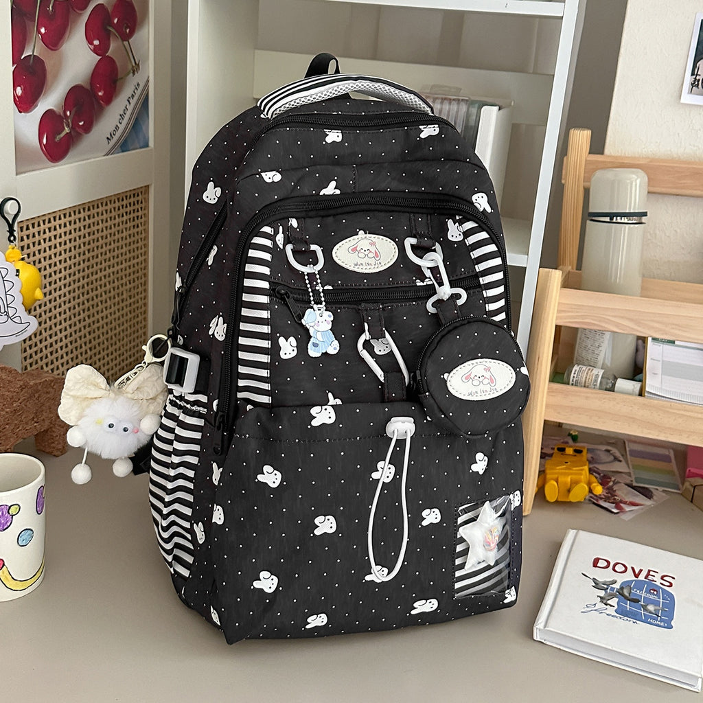 Sac à dos pour filles de style Polka-Dot Rose et Blanc