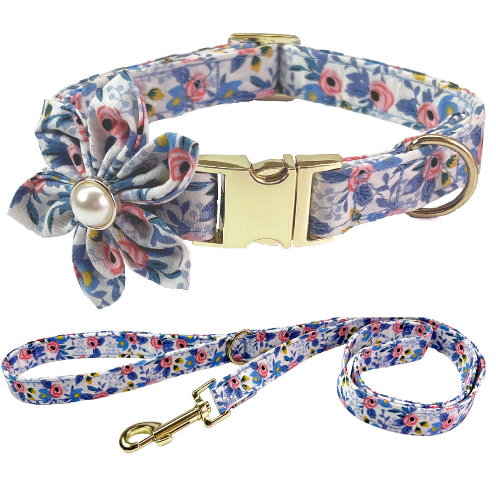 Collier de lettrage d'animal Collier en métal Floral Main tenant corde moyenne Grande laisse de chien