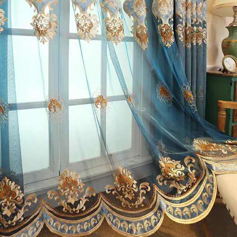 Brodé Double face Chenille Velvet Broderie Fil Rideau européen