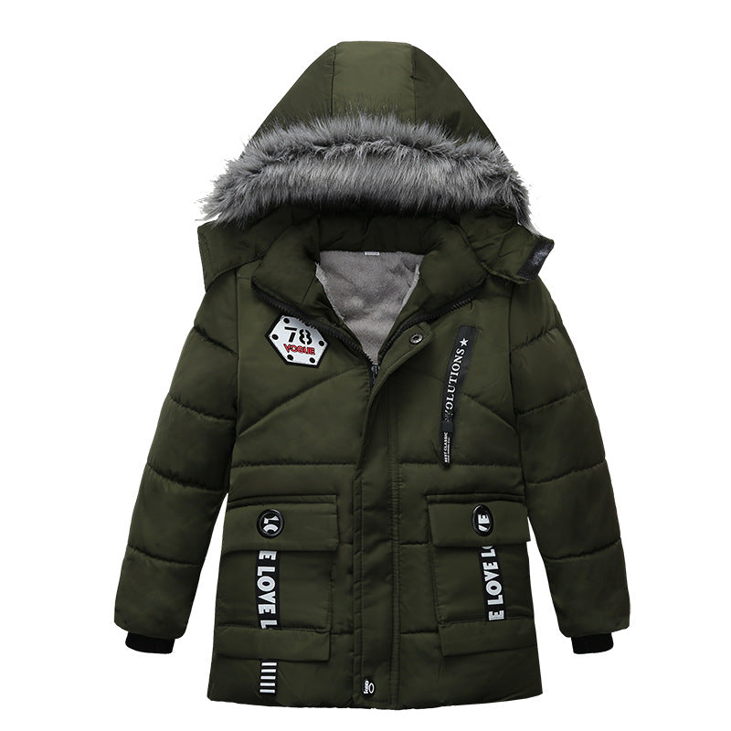 Fashion Boys Thicken Letter Print Veste de coton à capuche