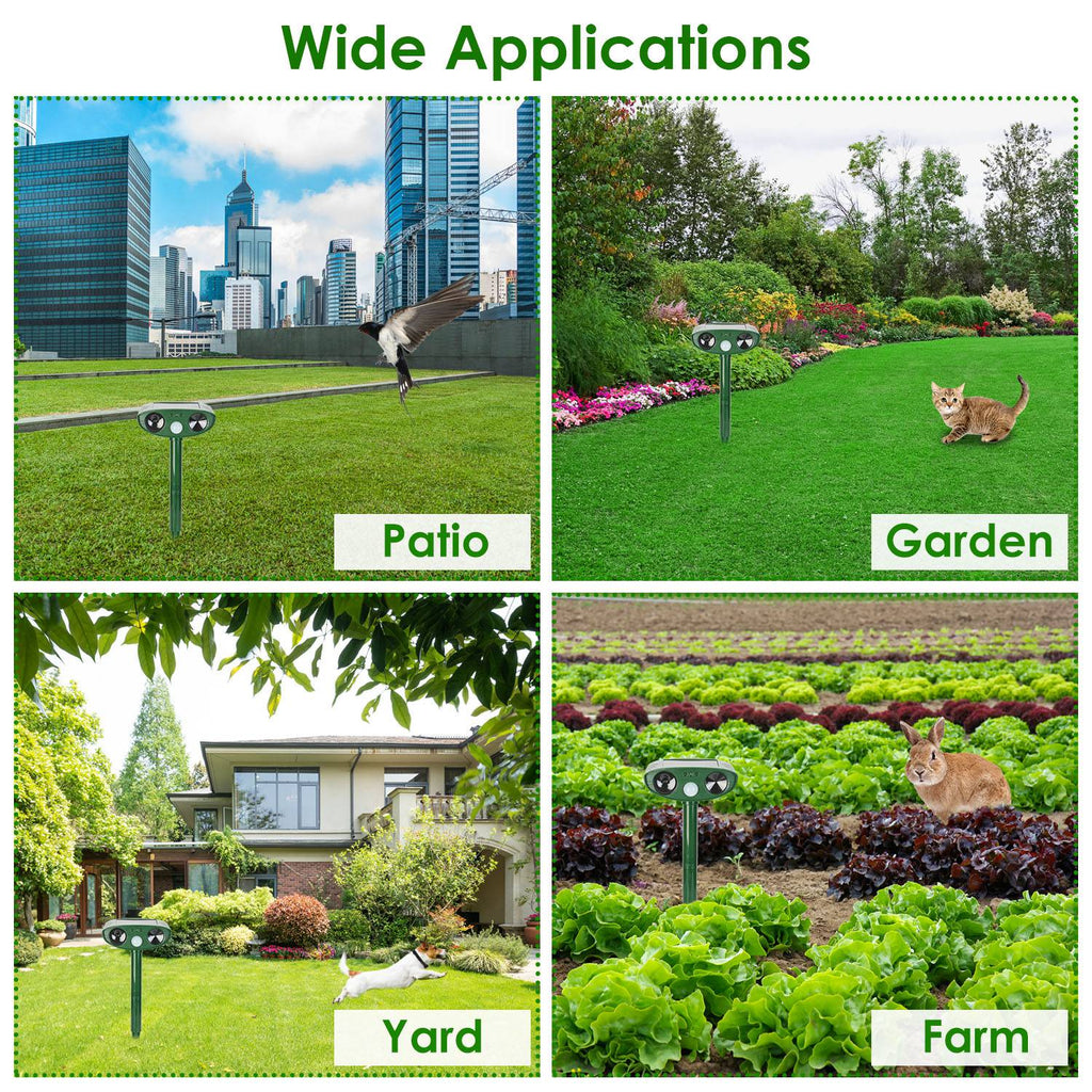 1Pc Solar Ultrasonic Animal Repeller PIR Motion Sensor Animal Repellent Chaser IPX4 Eaup