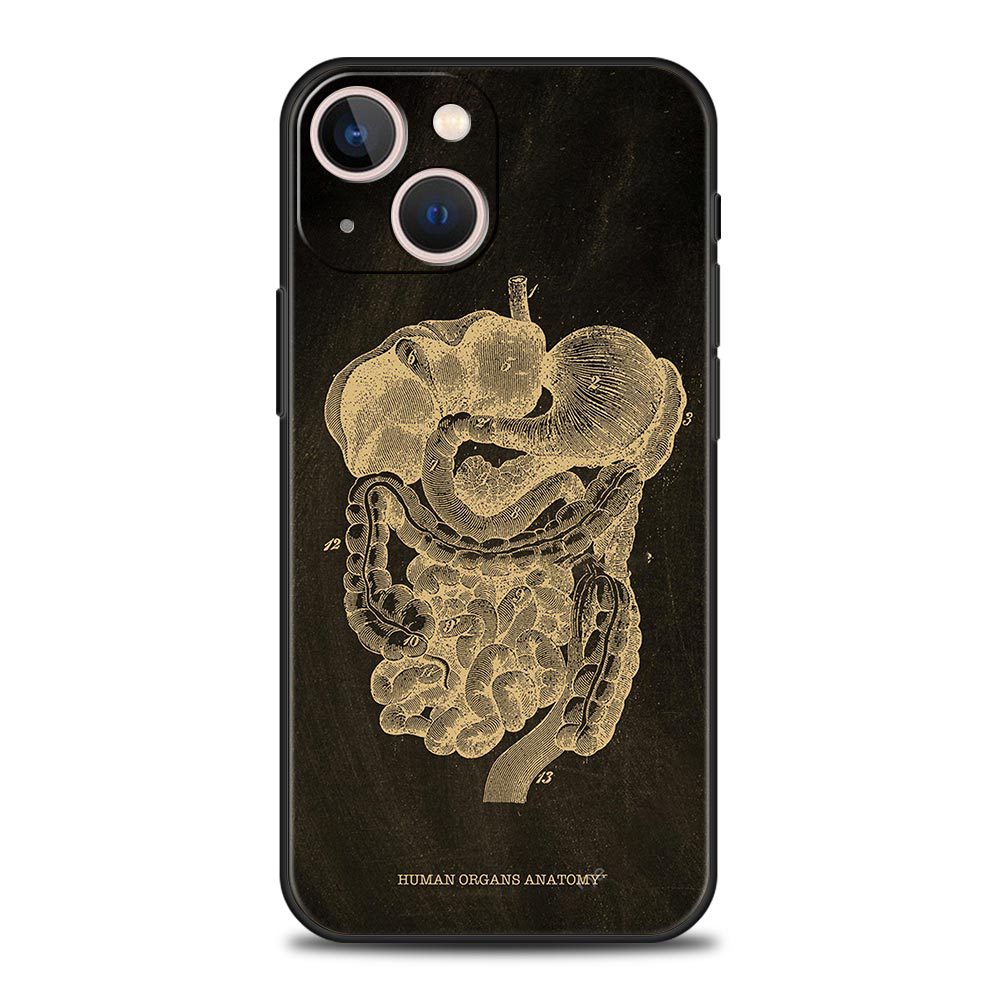 Cas de téléphone en forme de coeur du squelette anatomique