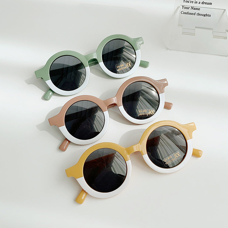 Lunettes de soleil pour enfants Cadre rond Protection solaire et mode d'ombre solaire Tous appariements
