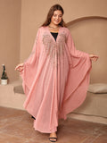 Style musulman Strass Perles Haute Densité Chiffon Cape Et Châle