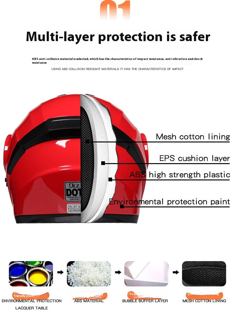 Casque de batterie gris Hommes et femmes Casque plein visage