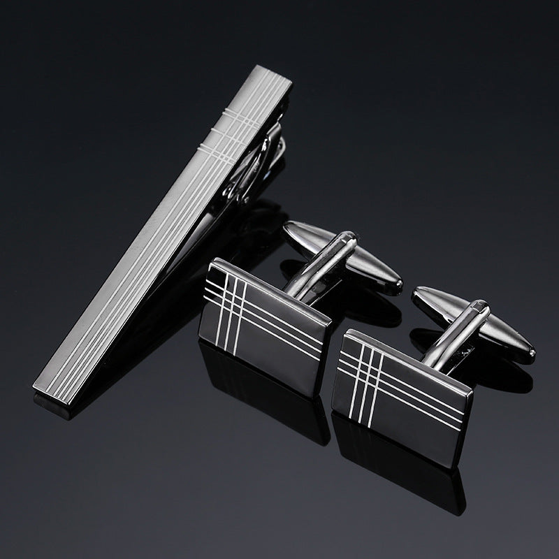 Clip en or argent noir Croix carré brossé
