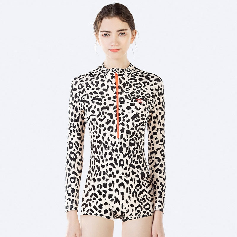 Leopard Print Manches longues Maillots de bain parent-enfant