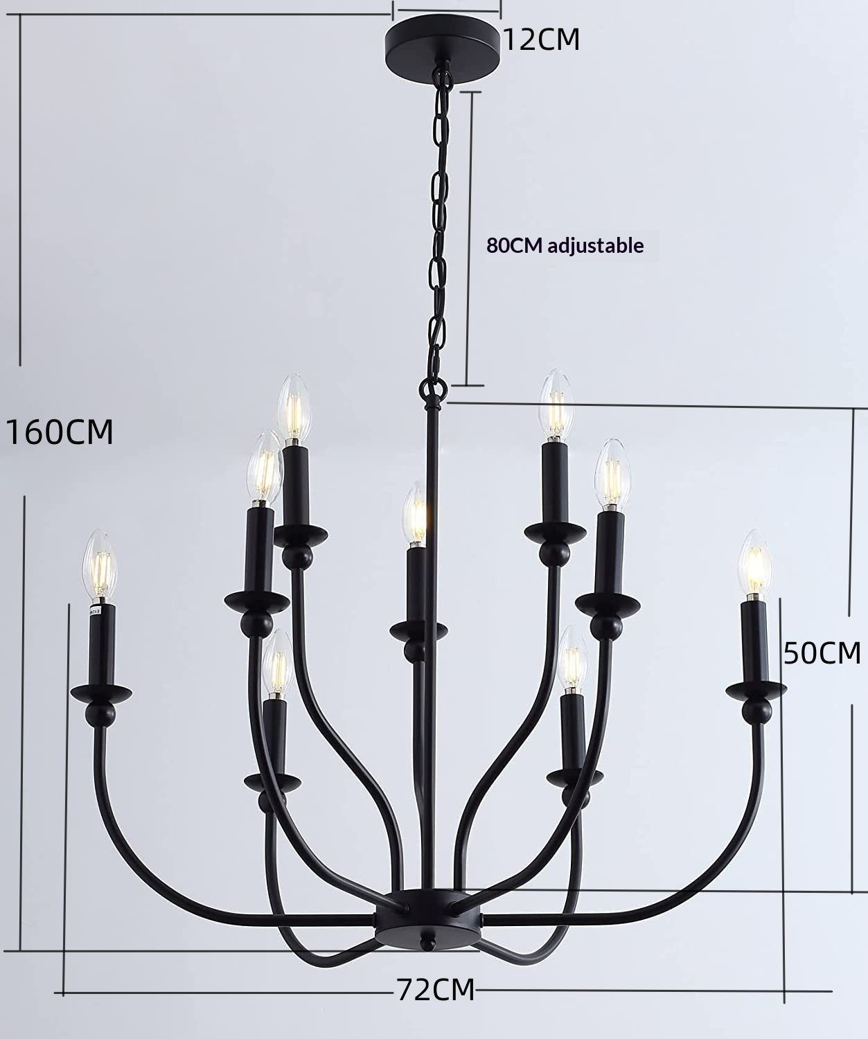 Moderne Simple et léger Luxury American Wought Iron Chandelier