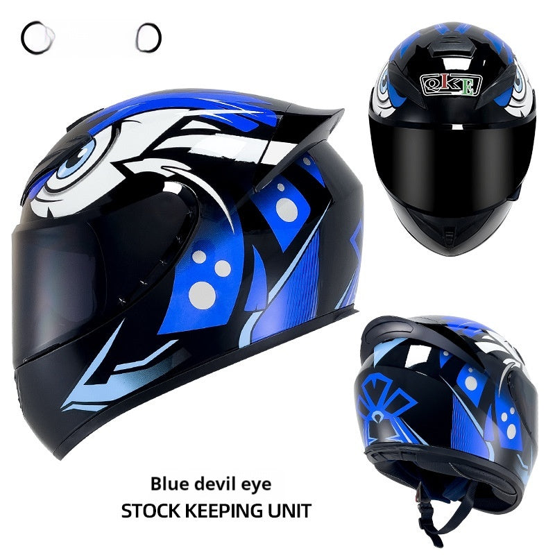 Hiver Personnalité Casque de moto Quatre saisons Knight Bluetooth Locomotive Plein visage