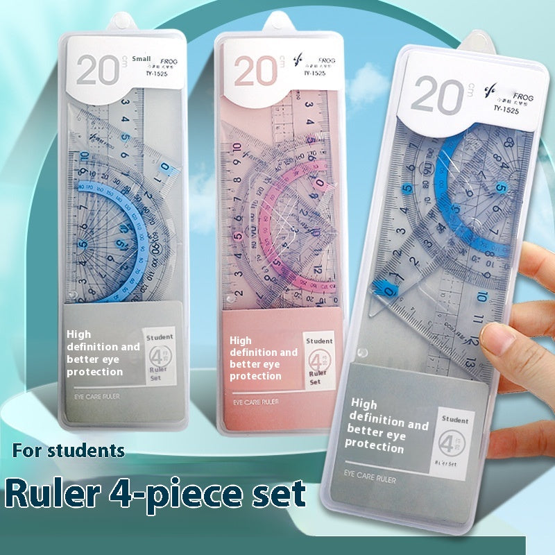 Youpai Ruler Sets Dessin acrylique transparent Protracteur carré quatre pièces