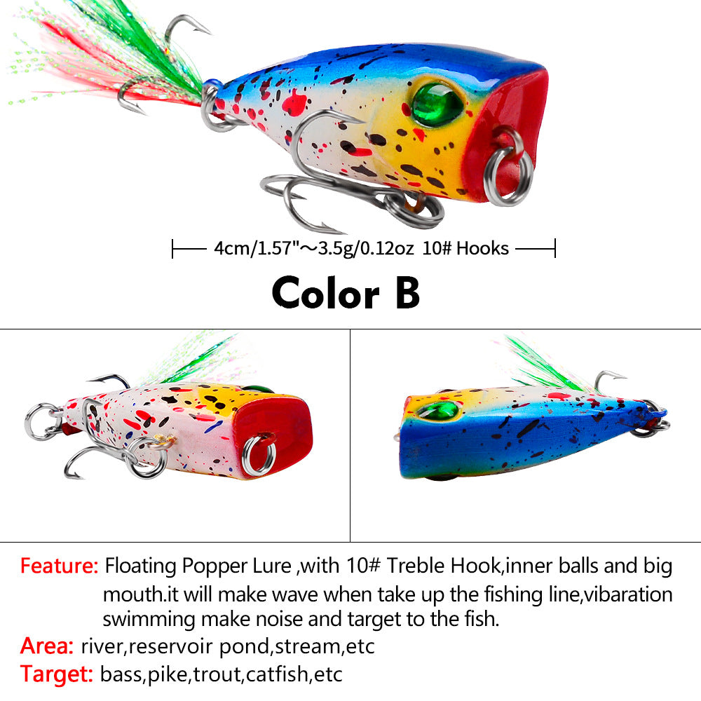 Lure bionique de plume en plastique coloré créatif