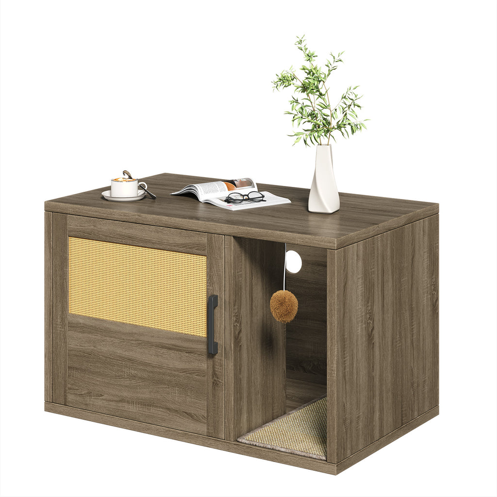 Boîte à litière Cat Enclosure Armoire de meubles Contrôle d'odeur avec étagère en bois
