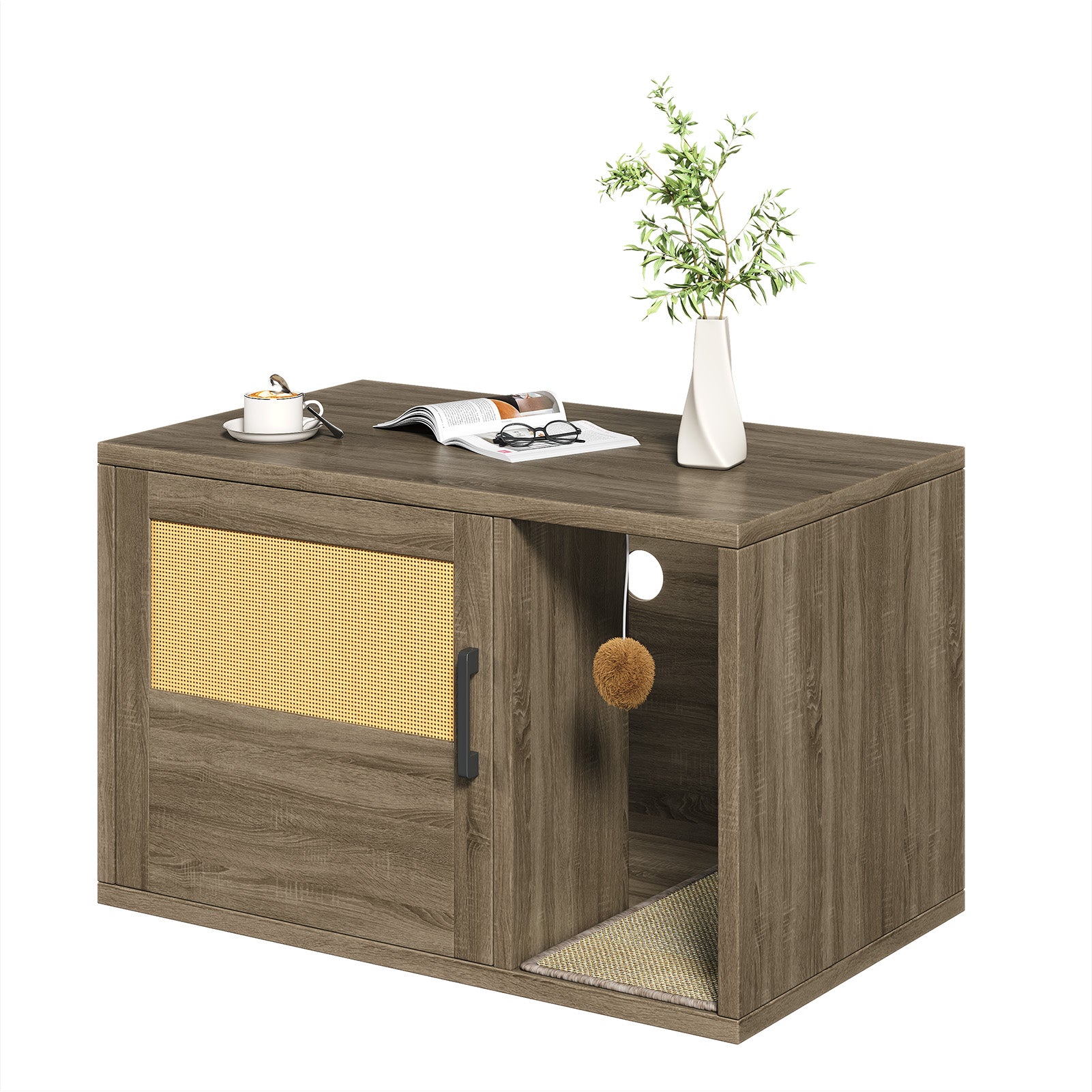 Boîte à litière Cat Enclosure Armoire de meubles Contrôle d'odeur avec étagère en bois
