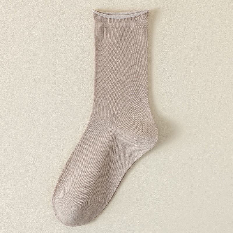 Springsummer Chaussettes mi-calf pour femmes en soie