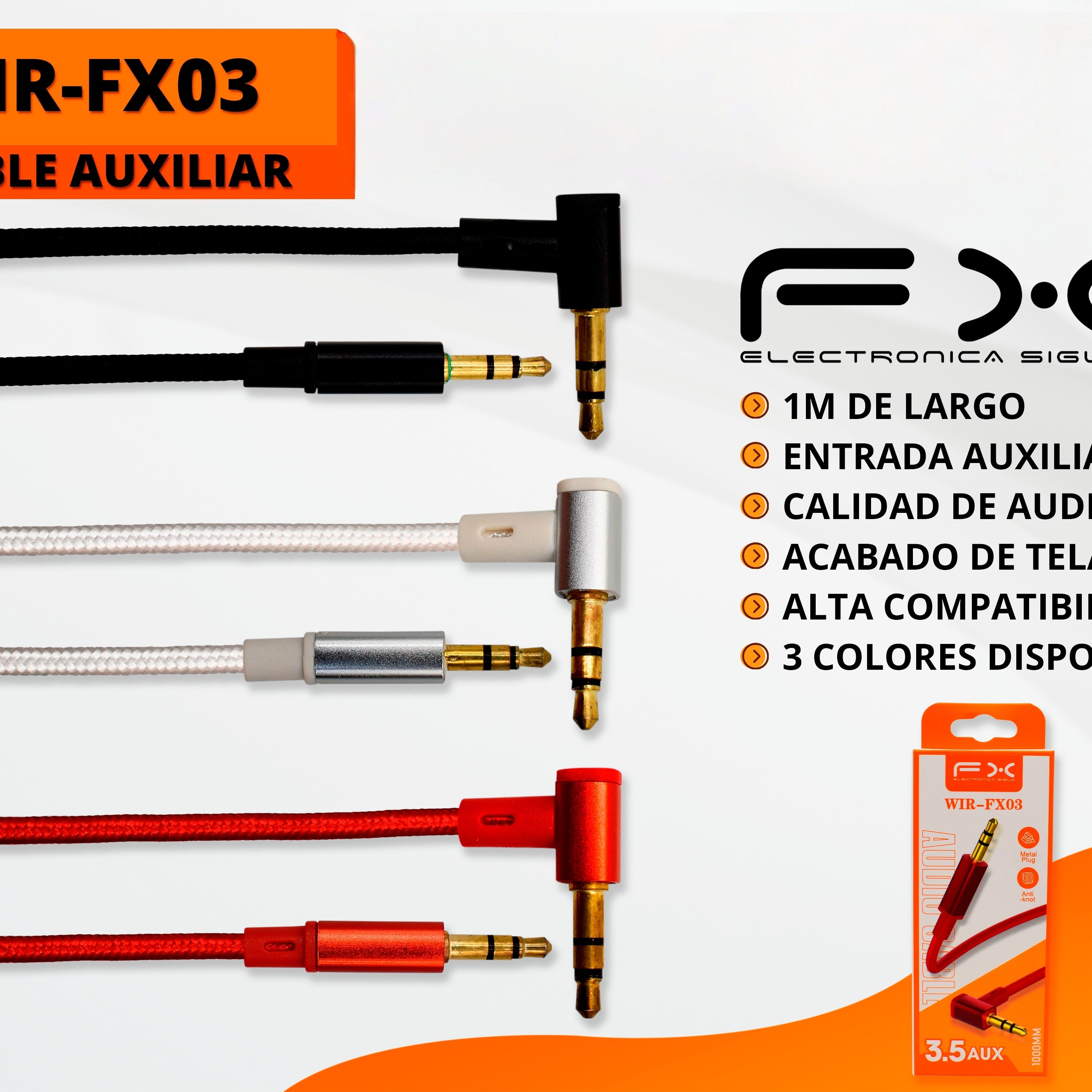 3.5mm Aux câble audio noir 1m casque câble audio