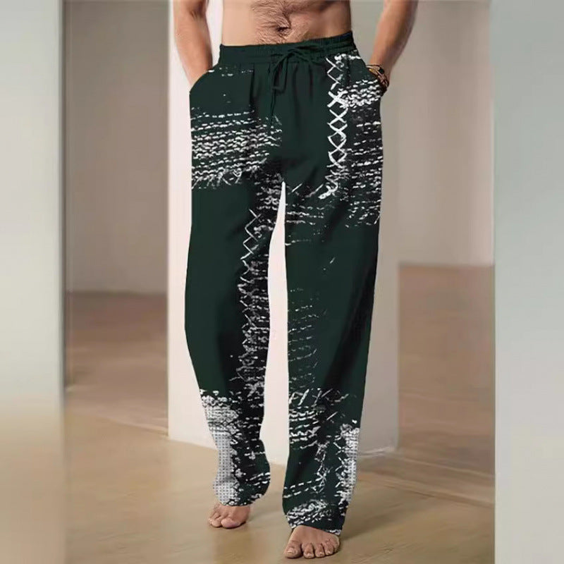 Pantalon casual homme avec imprimé de flamme bleue