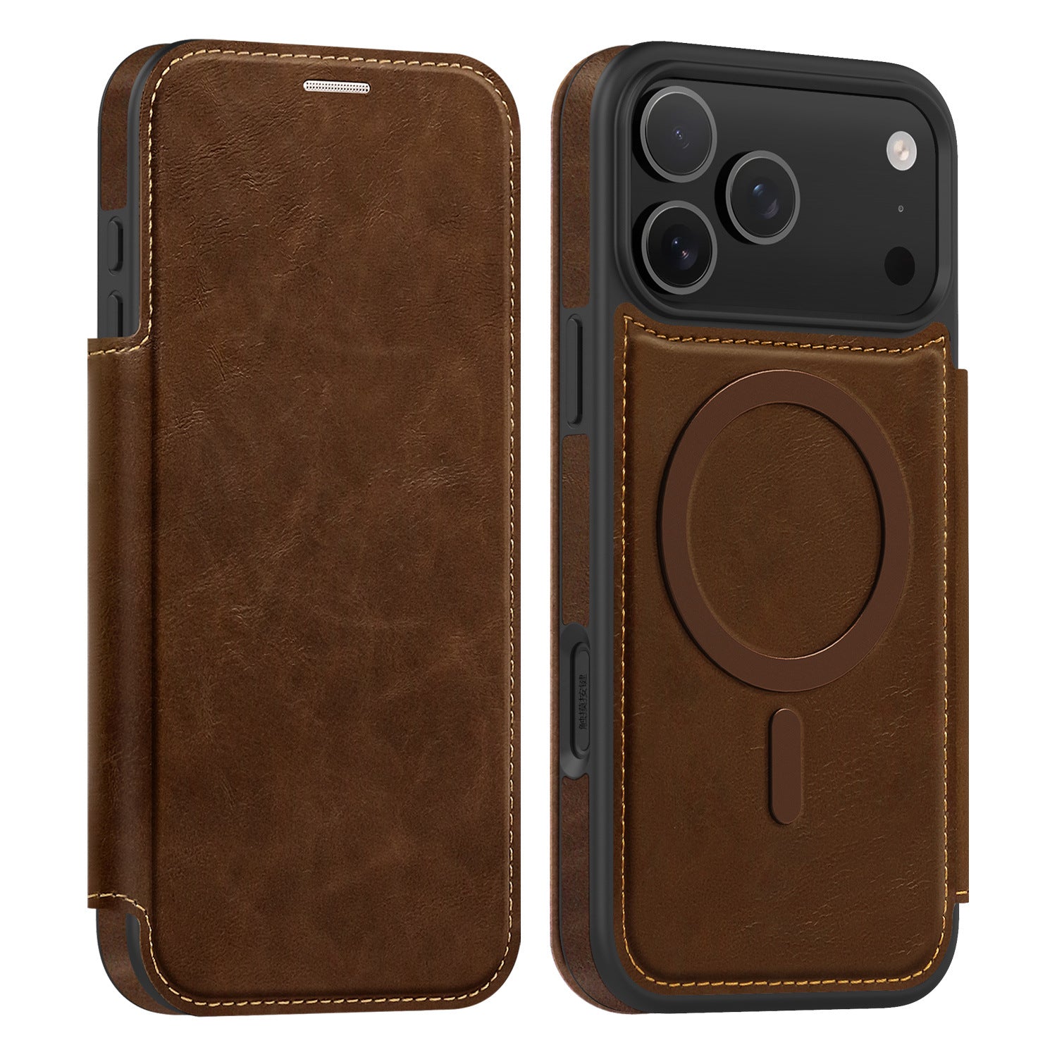 Solide-couleur, Minimaliste, Étui de téléphone en cuir magnétique polyvalent