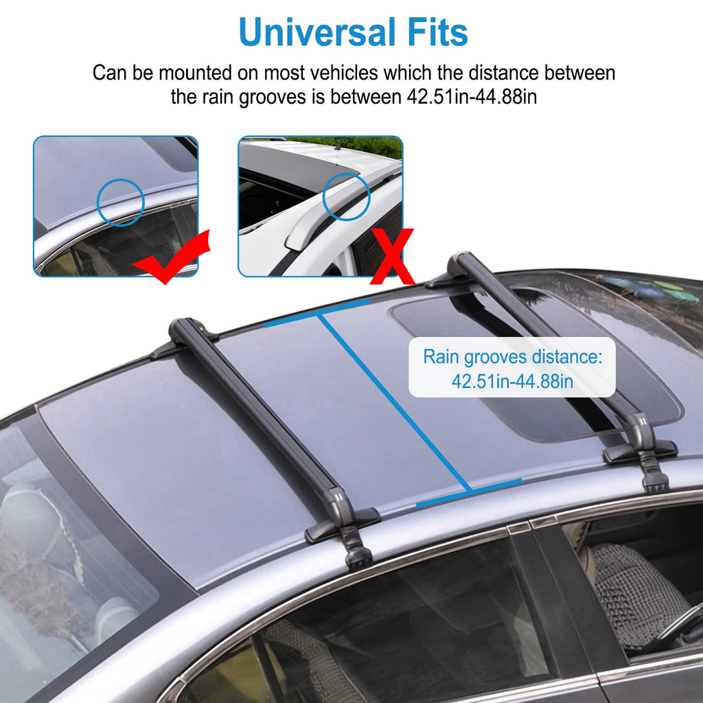 2PCS Universal 110cm Rack de voiture de 43 pouces Rack Cross avec anti-vol de verrouillage réglable Windo