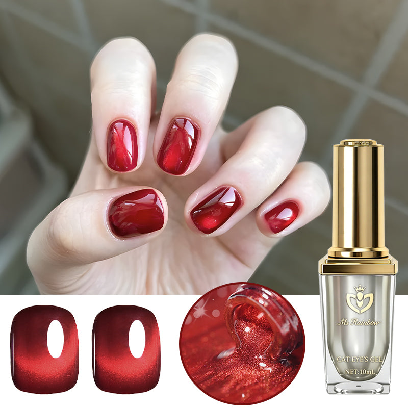 Ms Rainbow Starry Series Cerise Rouge Magnetic Cat Eye Gel Polonais 10ml
