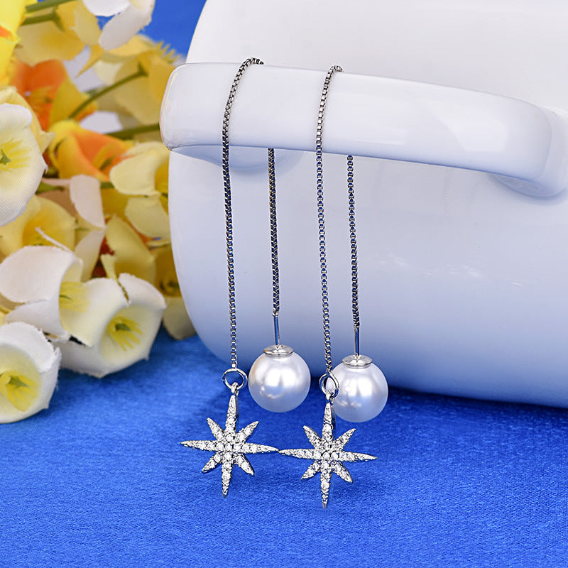 Étoile octagonale avec boucles d'oreilles en zircon