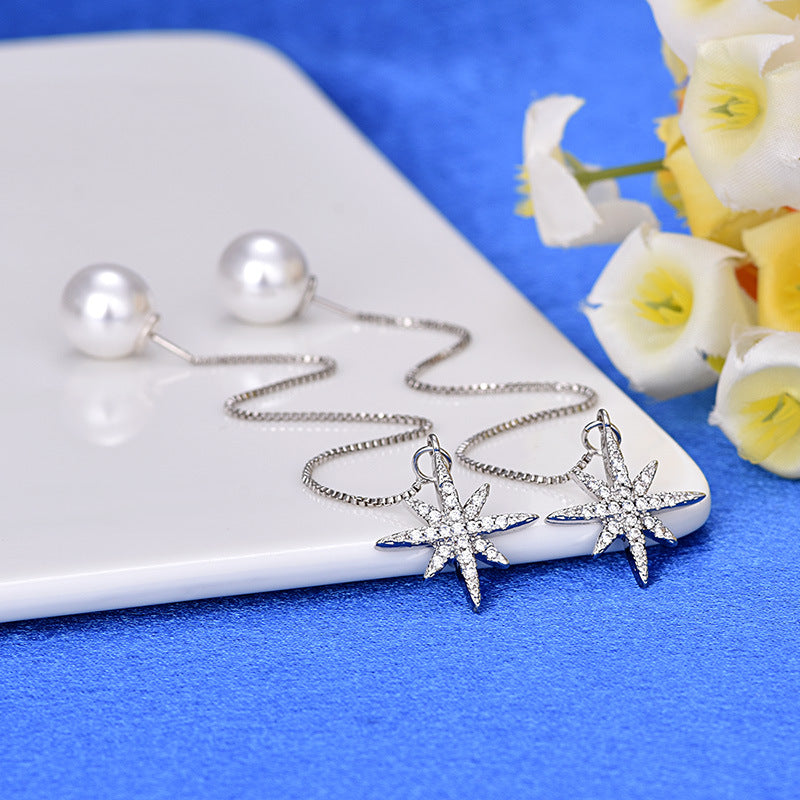 Étoile octagonale avec boucles d'oreilles en zircon