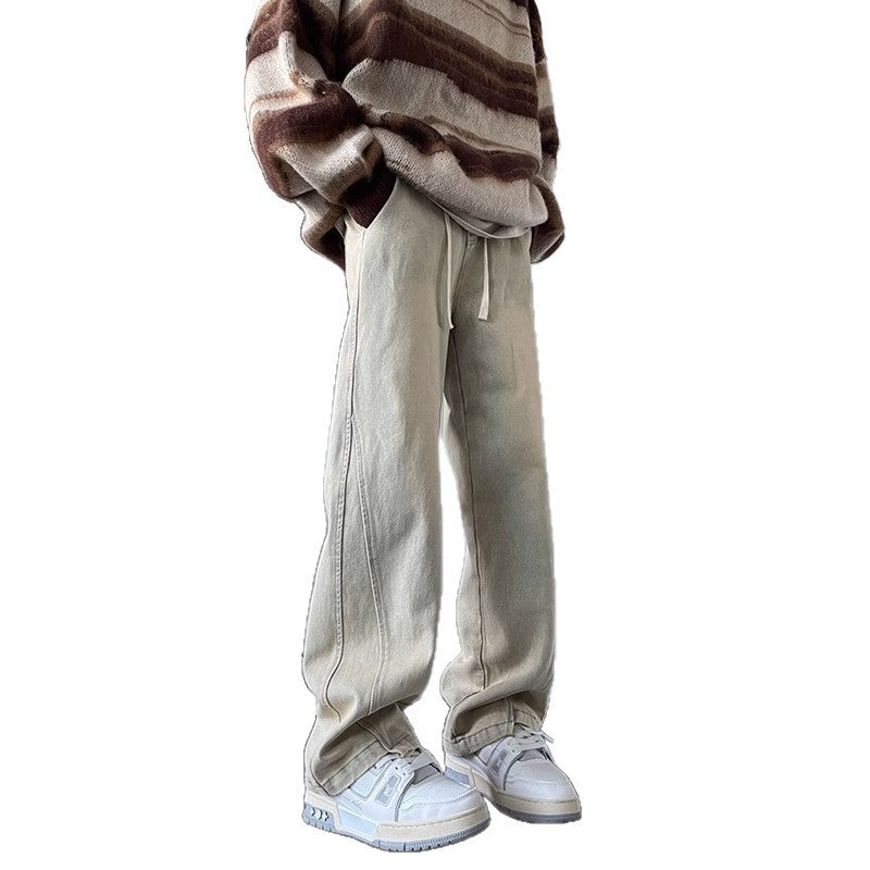 Men's Smooth Wide Leg Denim Pants