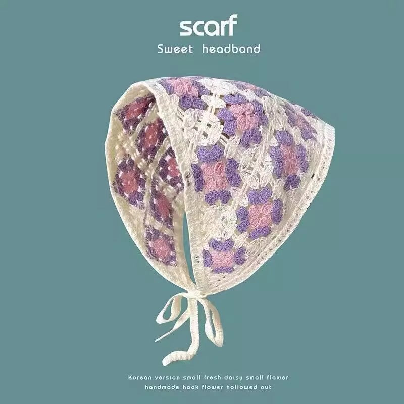 Tête tricotée à la main de même style Triangular Binder Headscarf Femme Sweet