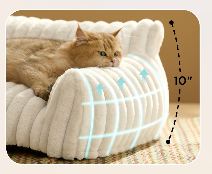 Mignon Couch Cat pour les animaux de compagnie - Lits de chat fluffy avec polaire Corduroy Premium
