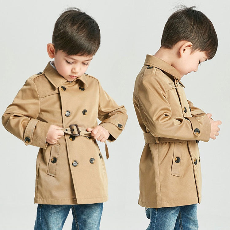 Manteau de trench de printemps pour enfants mi-longueur
