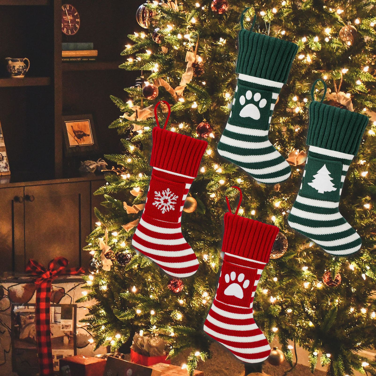Sac Cadeau Chaussettes Chat et Chien de Noël