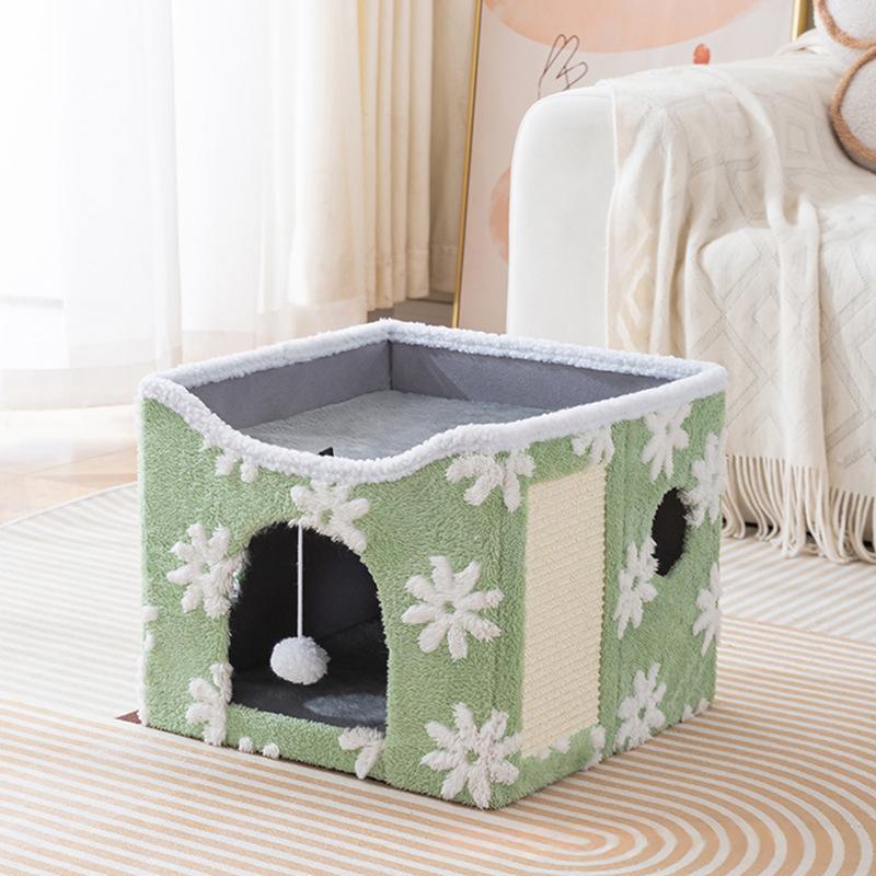 Lit de chat pliable avec peluche douce pour la chaleur