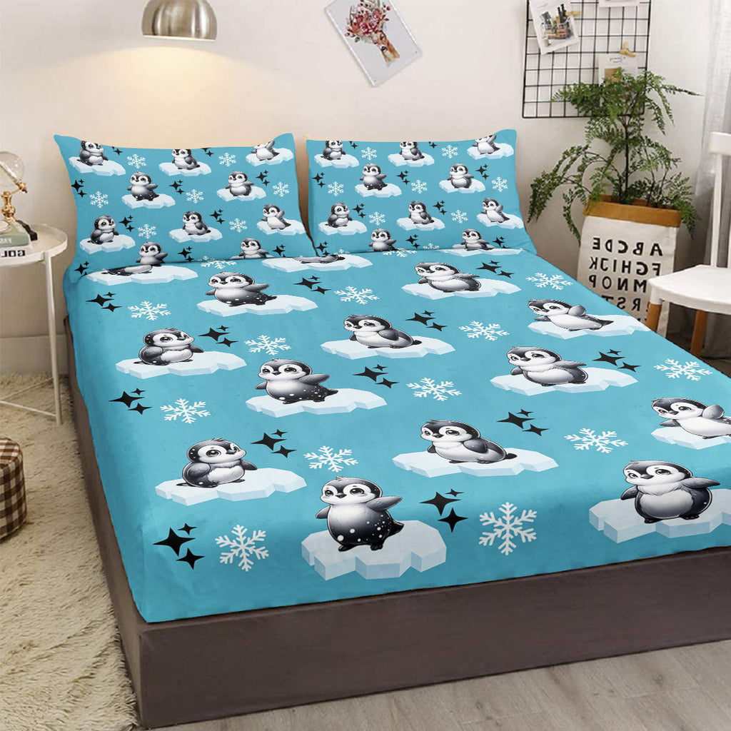 Penguin Bedding Set pour les enfants Garçons Filles Antarctique Feuille Set Cartoon Style Penguin I