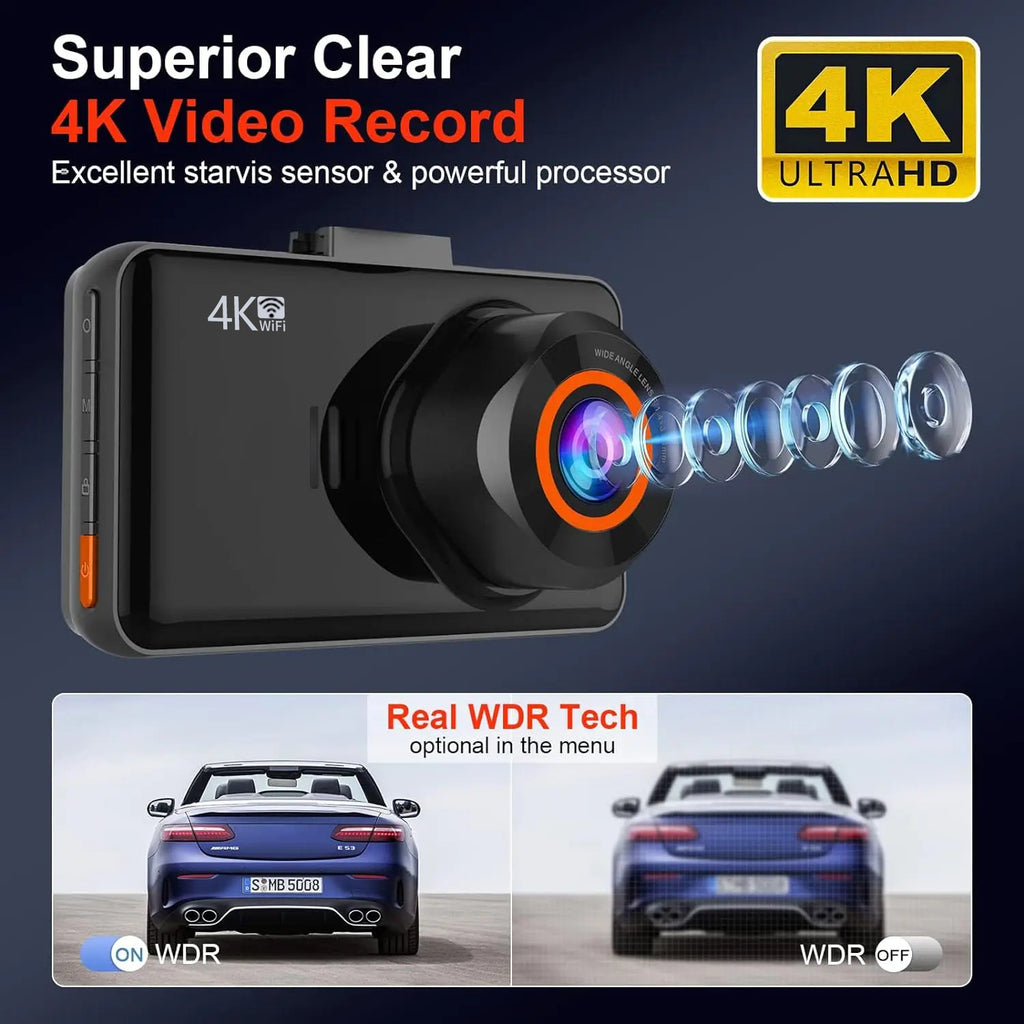 4K Enregistreur de conduite 3 pouces avant et arrière double objectif Interconnexion téléphone mobile Dual Reco