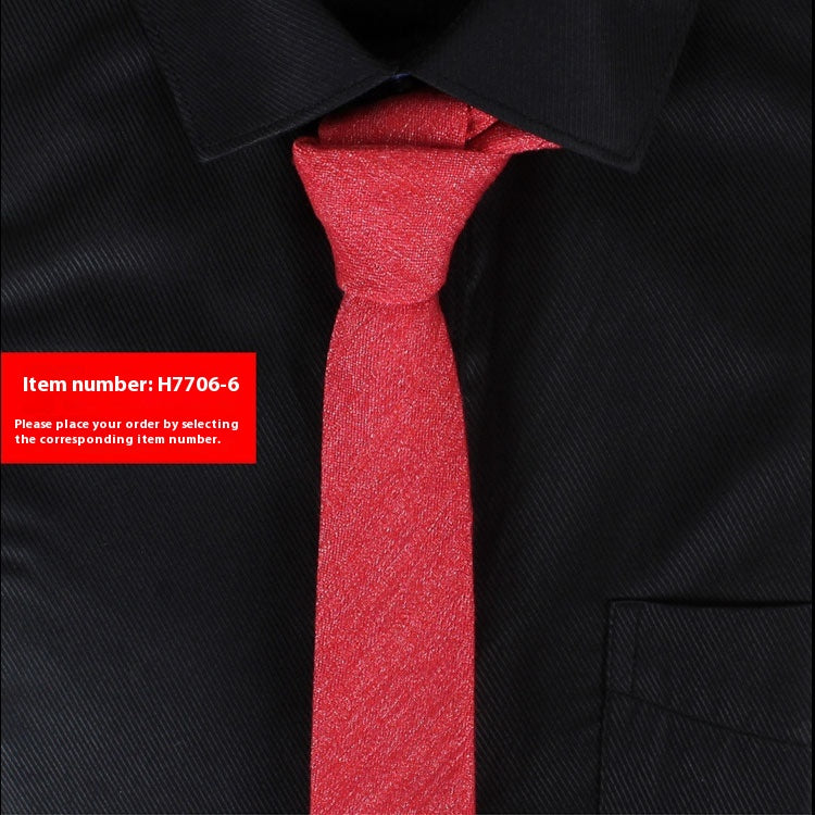 Solide Couleur Coréen Style Narrow Coton Homme 6cm Formel Porter Affaires Casual Mariage Tie