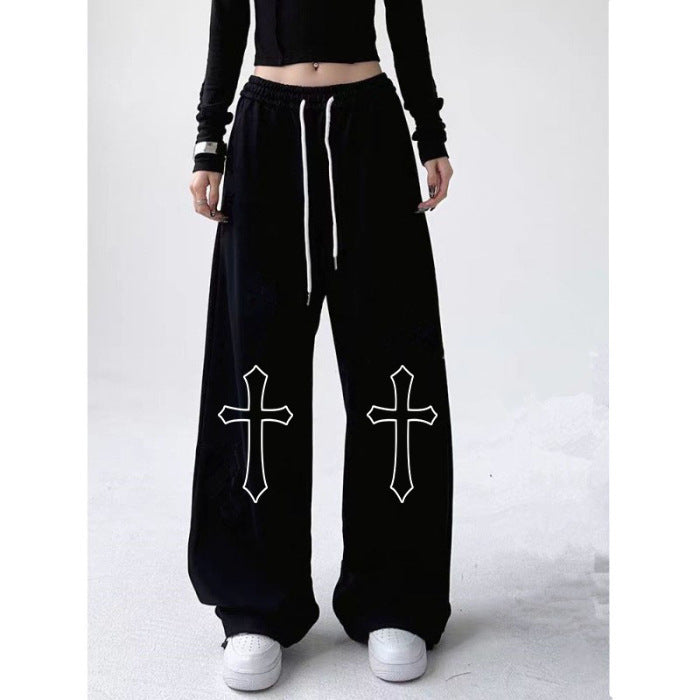 High Waist Drawstring Loose Girl Style Dancing Hiphop Sports Pantalons Femme