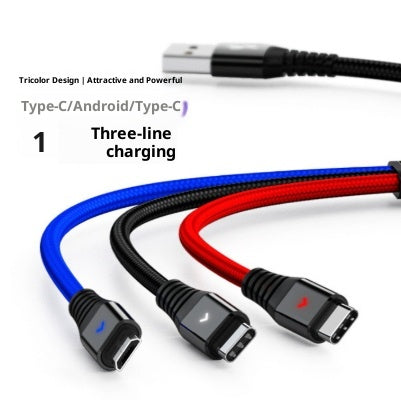 Câble de données de téléphone mobile Affichage numérique d'un à trois avec une légère charge rapide de trois en un C