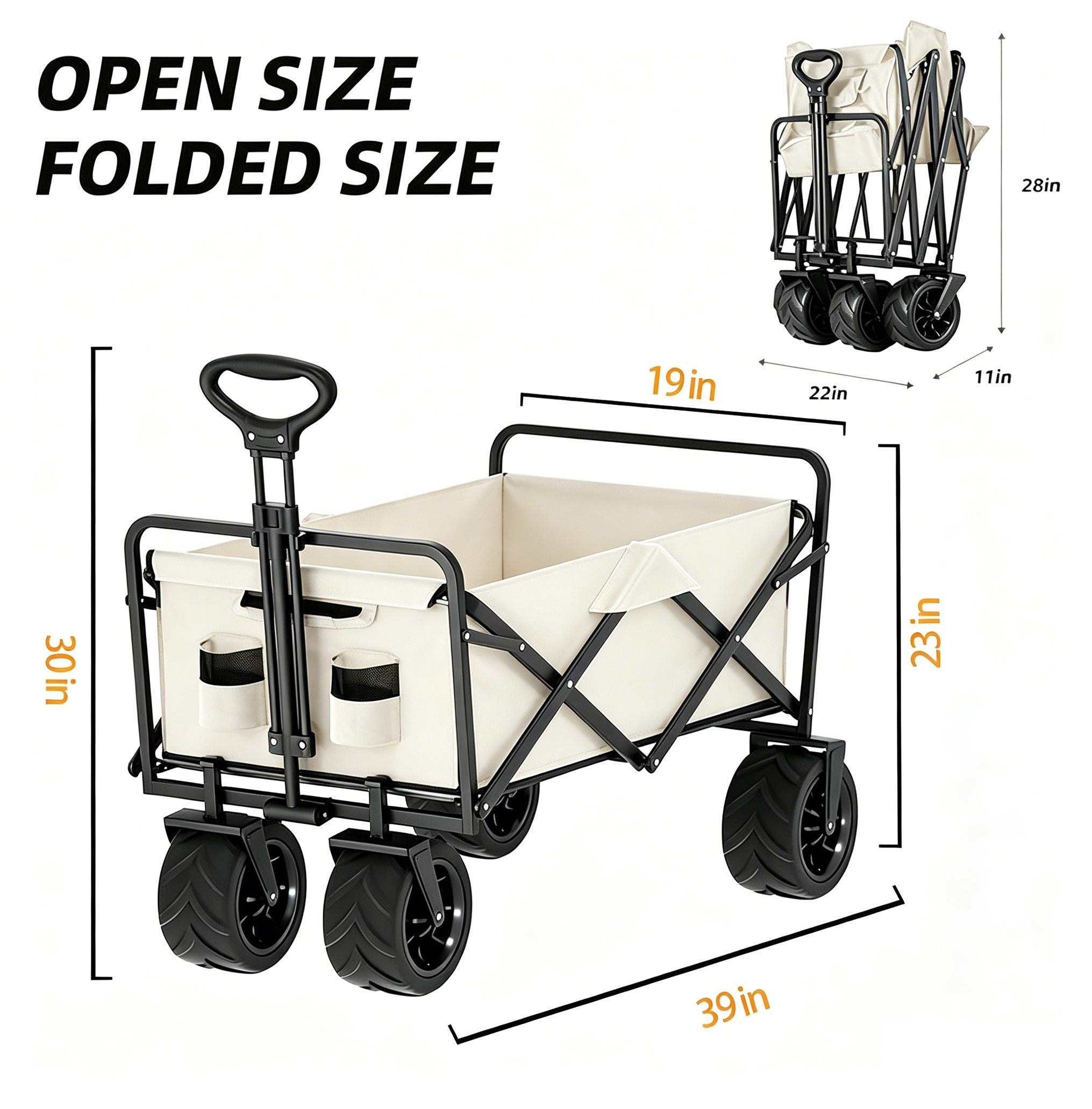 Remorque de Camp multifonctionnelle pliable Grande capacité Camping en plein air Plage Trolley Availab