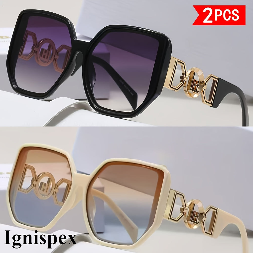 2 Pack Lunettes de soleil carrées surdimensionnées pour femmes