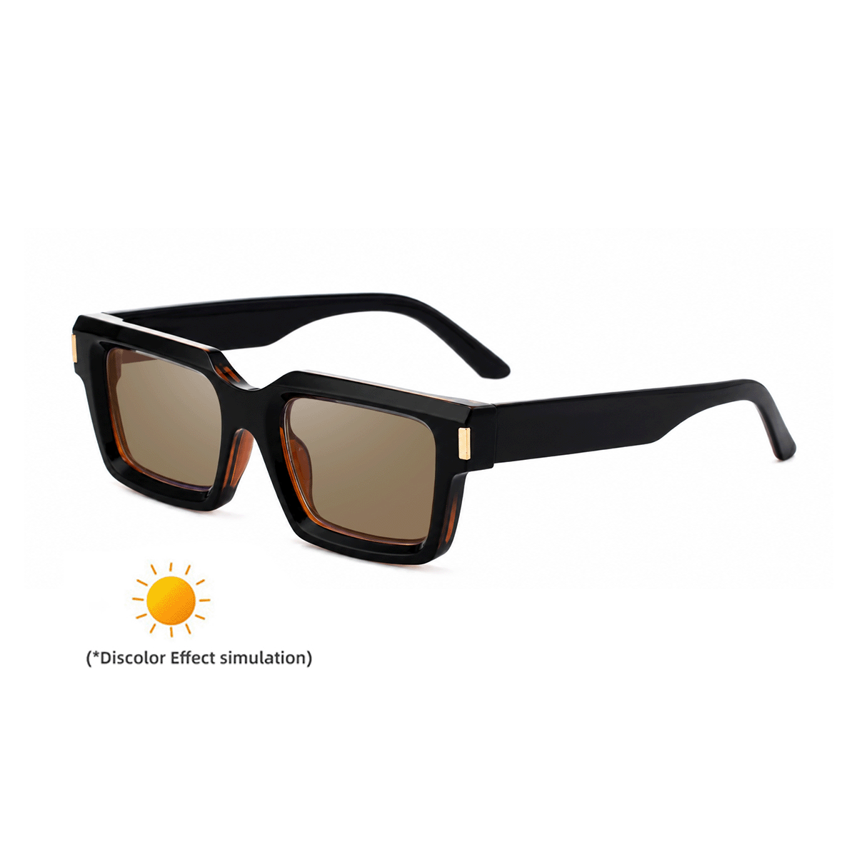 Lunettes de soleil européennes et américaines à cadre carré de mode à changement de couleur pour hommes