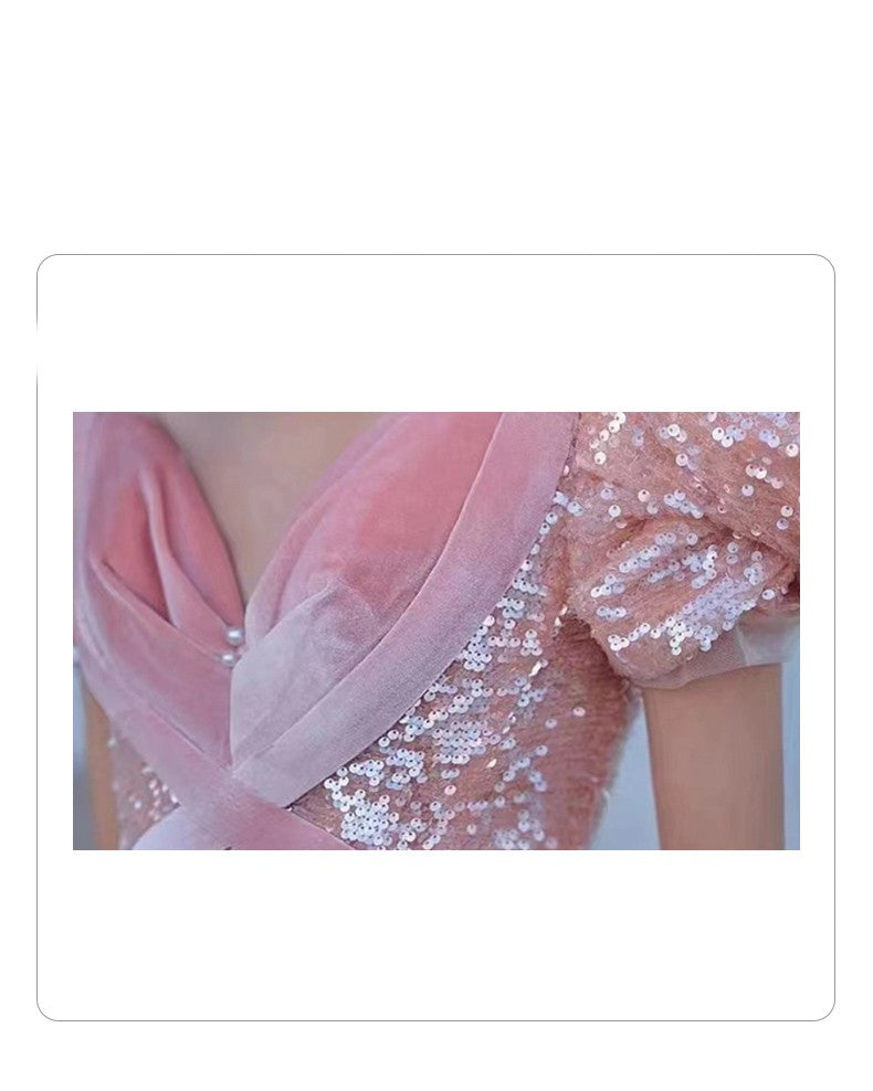 Robe de soirée rose pour les femmes de luxe haut de gamme
