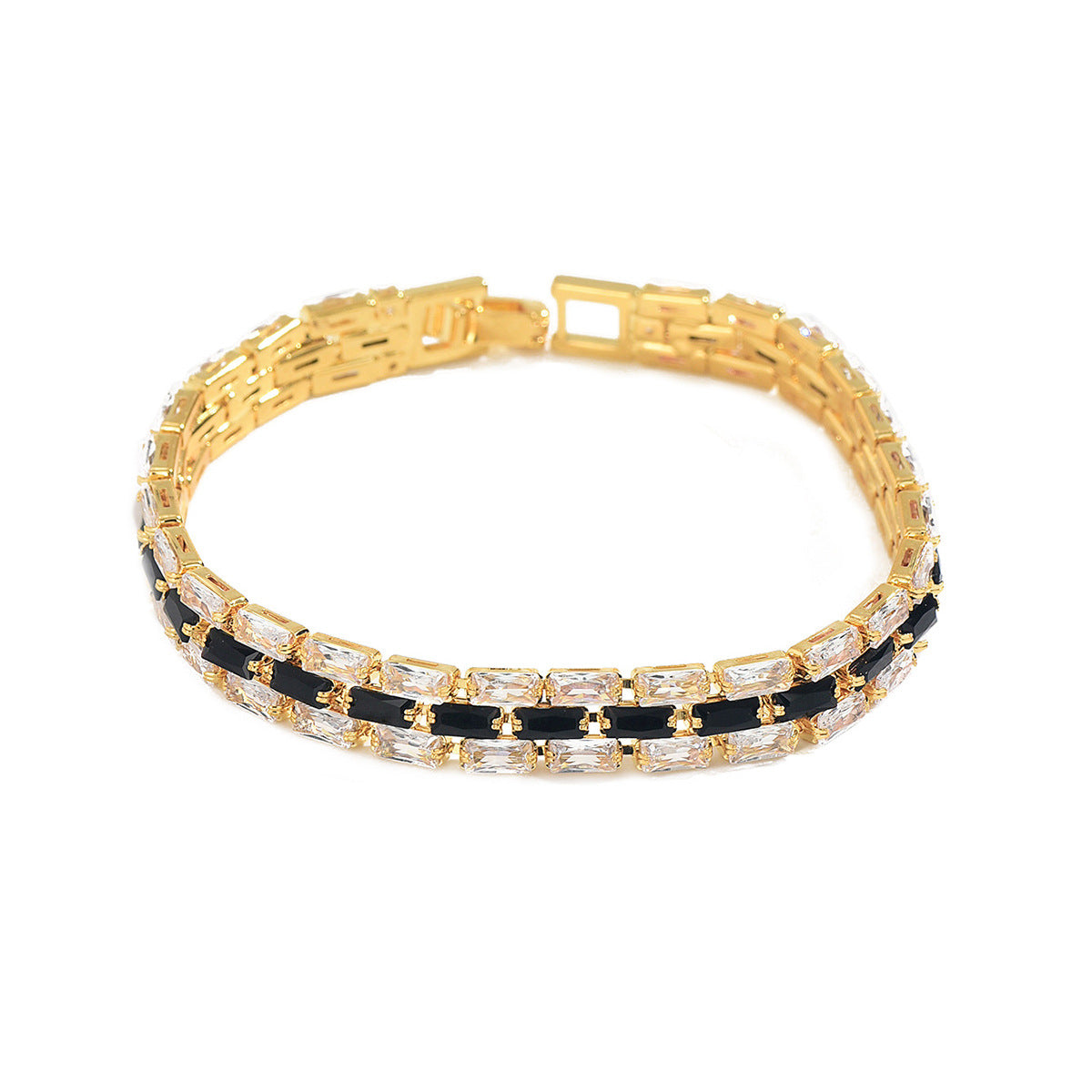 Femmes Deux rangée Baguette Couleur Bracelet de tennis CZ