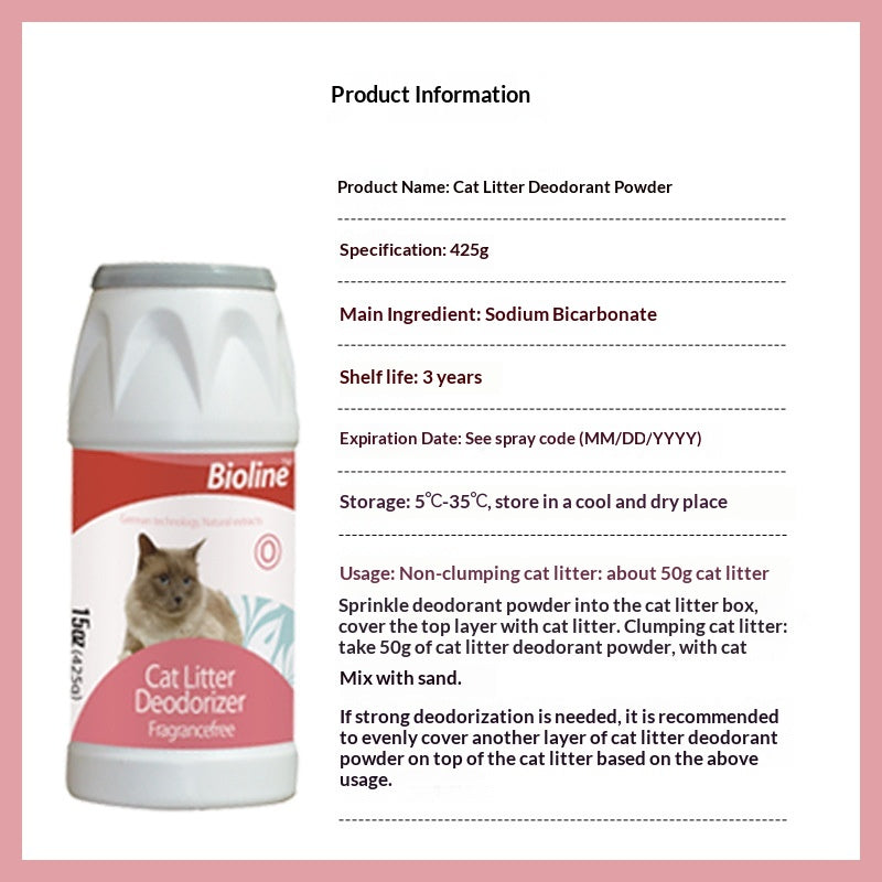 Poudre désodorisante et éliminante pour chat Urine